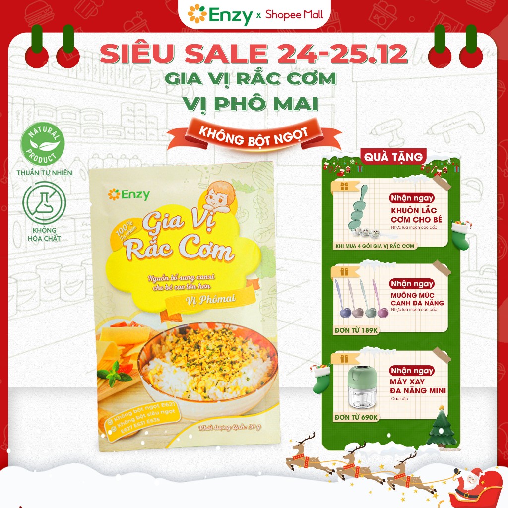 Gia Vị Rắc Cơm Ăn Dặm Cho Bé, Đồ Ăn Furikake Vị Phô Mai, Gia Vị Rắc Cơm Enzy, Gói 30gr