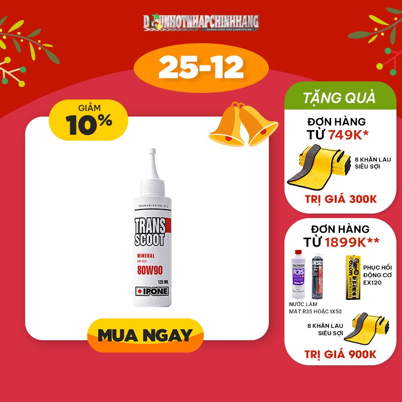 Nhớt hộp số (lap) nhập khẩu 100% Pháp cao cấp IPONE TRANSCOOT DOSE 80W90 (125ml)