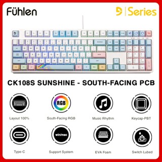 Bàn phím cơ fuhlen ck108s sunshine, bàn phím có dây chơi game có led rgb switch - hàng chính hãng - bh 2 năm