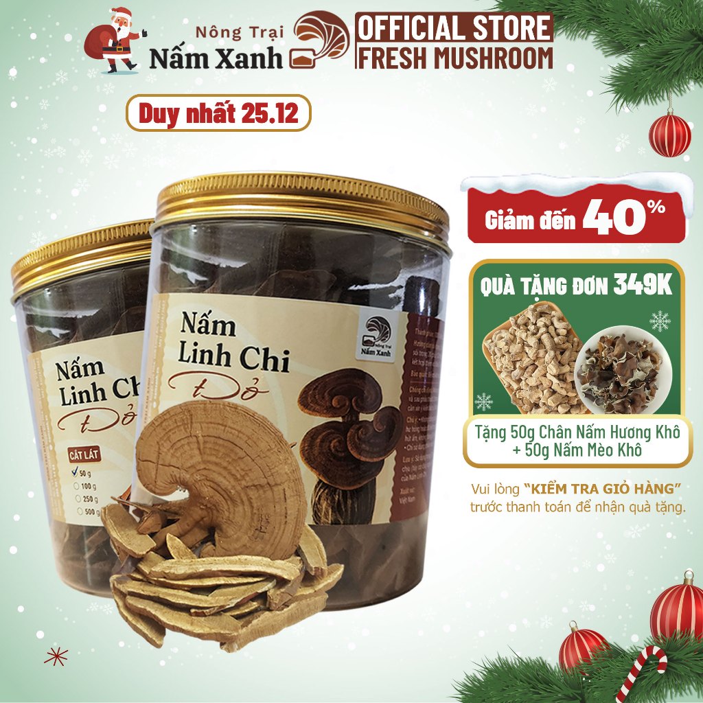 Nấm Linh Chi Đỏ Thái Lát Loại 1 Nguyên Bào Tử (50gr 100gr 250gr) Hiệu Quả Cho Sức Khỏe Toàn Diện - Nông Trại Nấm Xanh