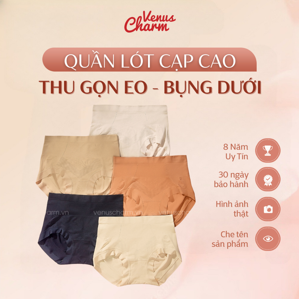 Quần lót cạp cao tơ tằm thu gọn eo bụng dưới nâng mông Venus Charm 06931