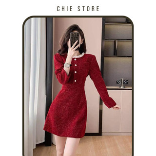 Đầm thiết kế Nora dress vải nhung dáng A diện tết giáng sinh thanh lịch CHIE