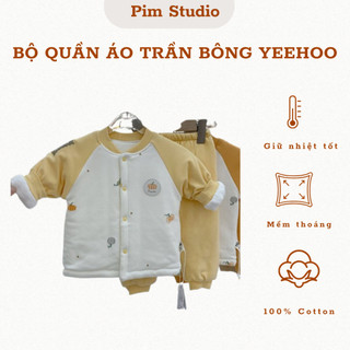 Bộ quần áo nỉ trần bông cài giữa cho bé trai, bé gái từ 5-11kg Yeehoo