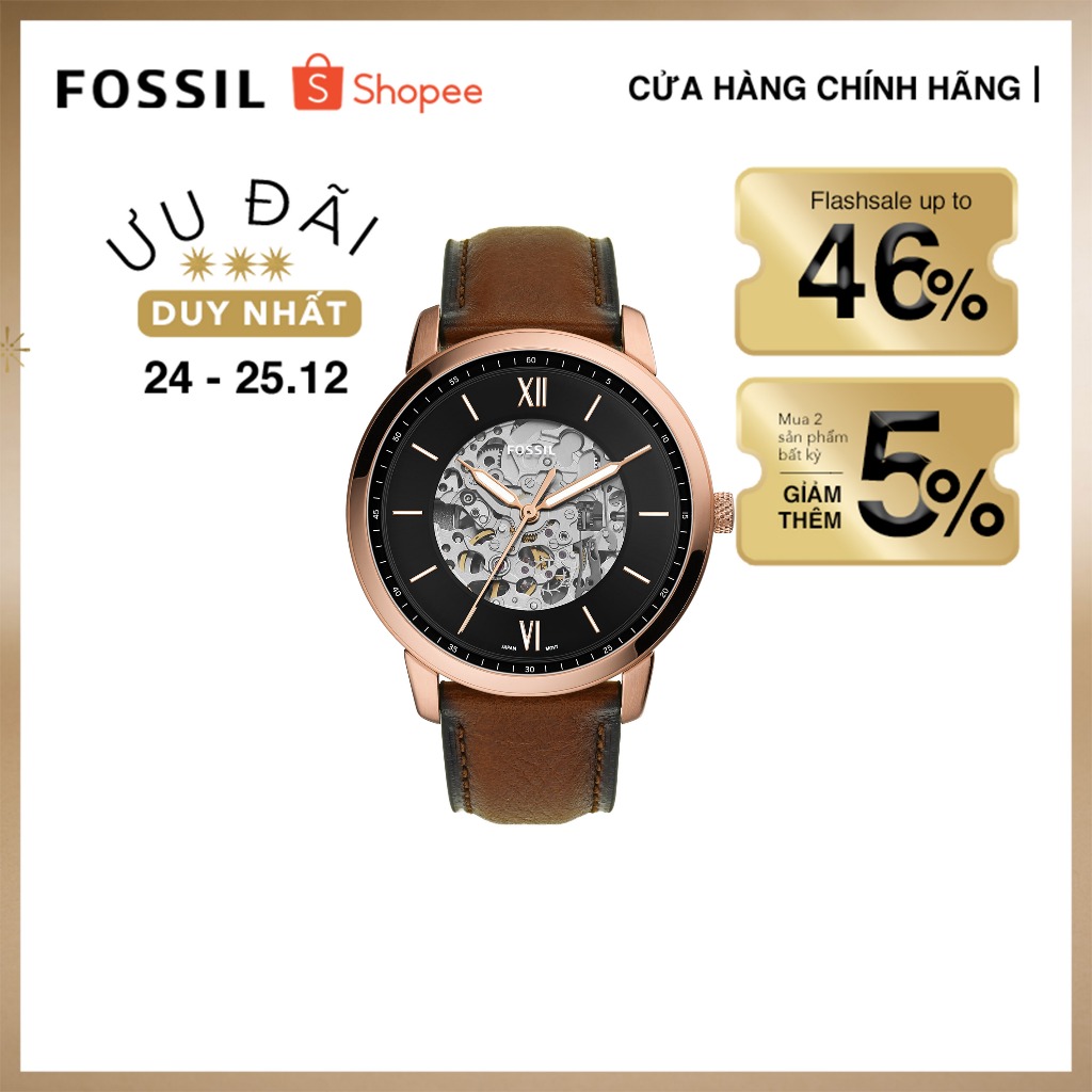 Đồng hồ nam Fossil NEUTRA AUTOMATIC ME3195 dây da - màu nâu