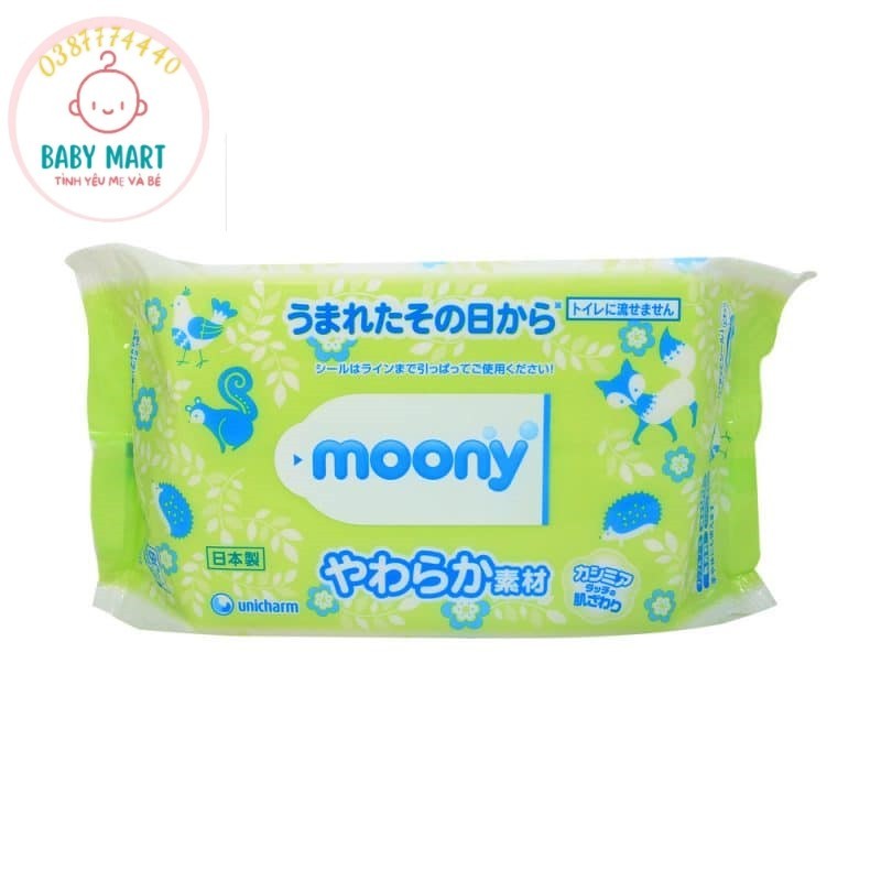 Khăn giấy ướt Moony xanh 76 tờ