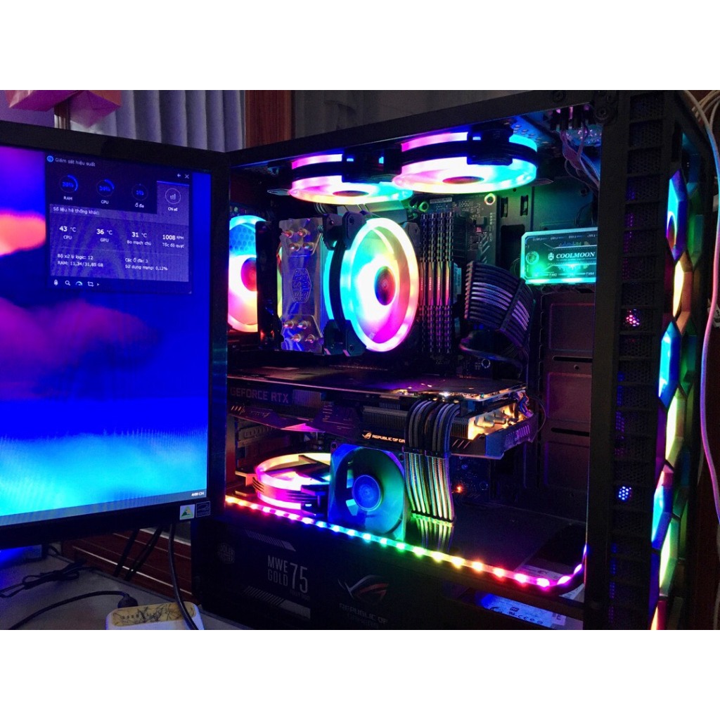 Dây nguồn bọc lưới nối dài 24Pin- 8Pin-6Pin 4Pin lõi 18AWG  - Xám Đen