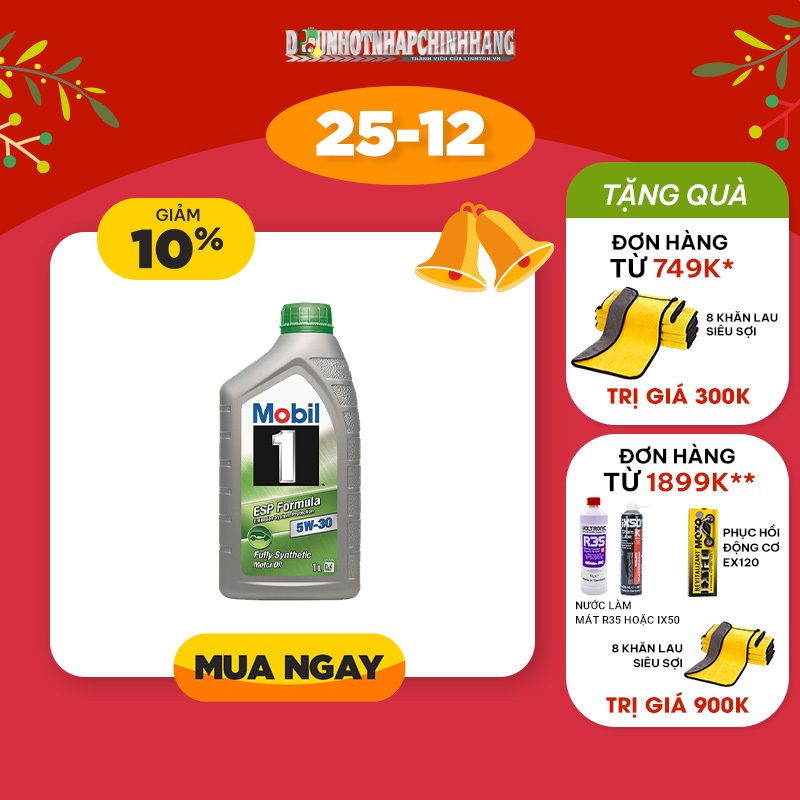 (Hàng Châu Âu loại 1L) Nhớt tổng hợp dành cho xe tay ga và ô tô nhập khẩu Châu Âu MOBIL 1 ESP Formula 5W30 1 lít