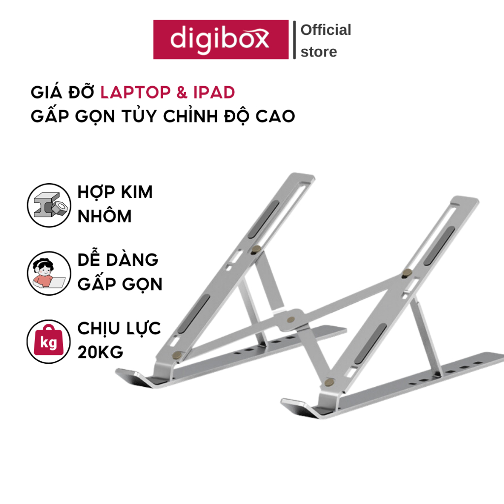 Giá Đỡ Laptop Macbook Ipad Utrabook Bằng Hợp Kim Nhôm Có thể Điều Chỉnh Nhiều Góc Độ Cao, Đế Tản Nhiệt Kê Laptop Nhôm