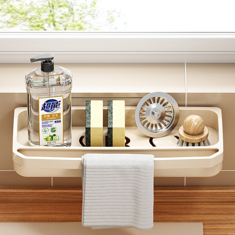 Kệ Để Đồ Rửa Chén Bát OSBSY 26cm, Giá Đựng Miếng Rửa Bát, Có Khay Chứa Nước Đa Năng
