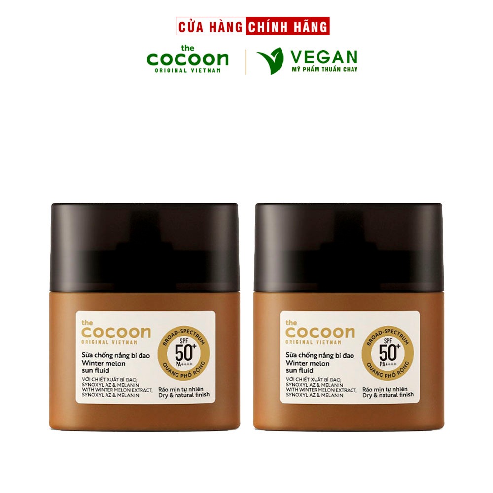 Combo 2 Kem Sữa chống nắng bí đao Cocoon 15ml quang phổ rộng SPF 50+, PA++++, UVA – PF 62.6