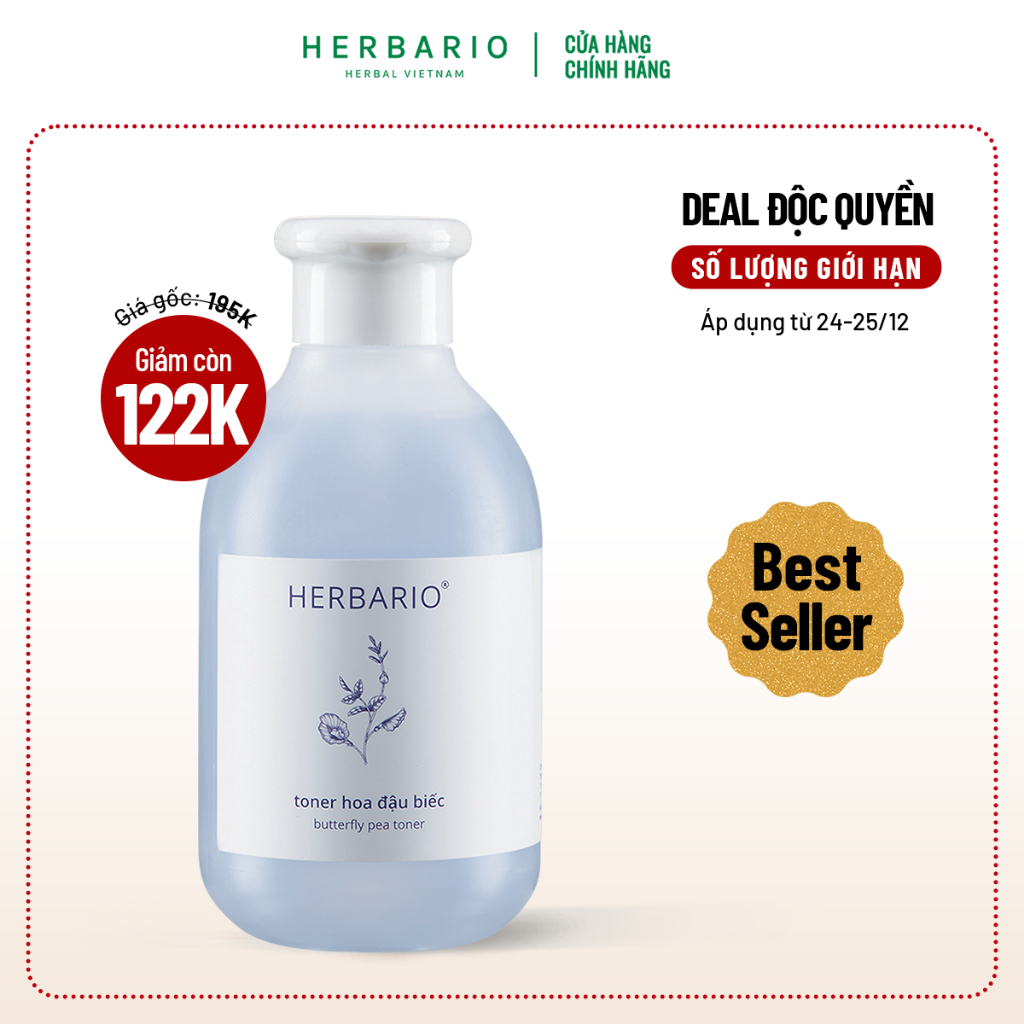 Toner nước cân bằng da Hoa Đậu Biếc herbario 200ml