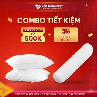 [Combo Gối Lông Vũ] Bộ 3 Gối Ngủ Siêu Tiết Kiệm - Chất Liệu Lông Vũ Cao Cấp - Bộ Sản Phẩm Gồm 2 Gối Nằm, 1 Gối Ôm