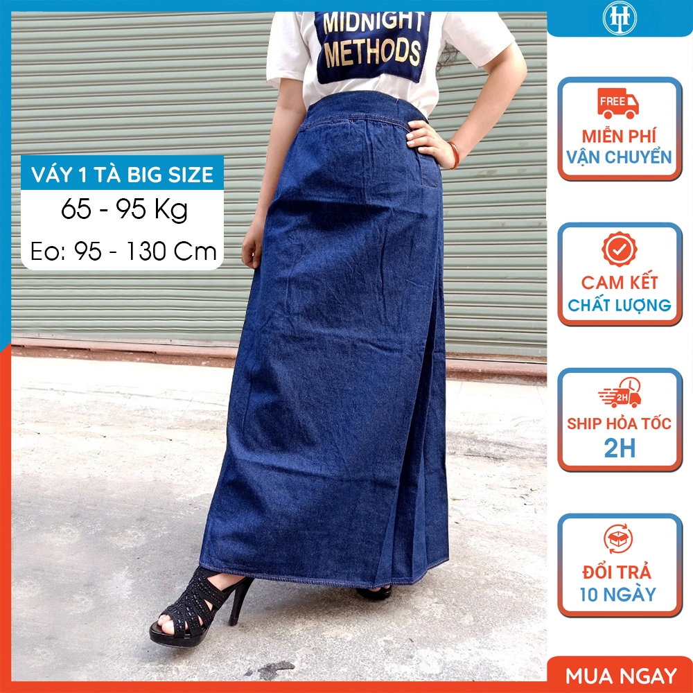 Váy chống nắng big size cho nữ dưới 95 kg vải jean trơn cao cấp có túi phía trước JHT117 H&T FASHION