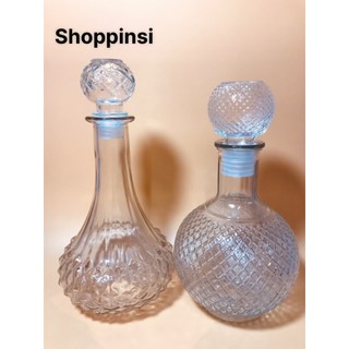 Bình thủy tinh tròn đựng rượu thiết kế họa tiết 750ml, 960ml