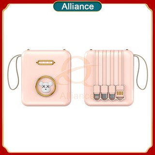 Alliance Sạc dự phòng 10000mAh Dung lượng lớn Sạc nhanh Di động Mini 4 Dây Có thể tháo rời