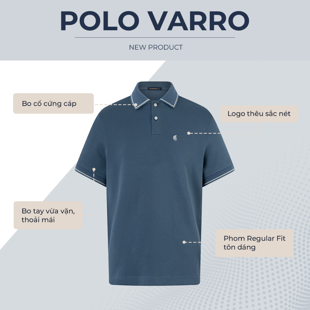 Áo polo nam VARRO vải cá sấu cotton interlock xuất xịn, nam tính, thanh lịch, sang trọng - POLOMANOR