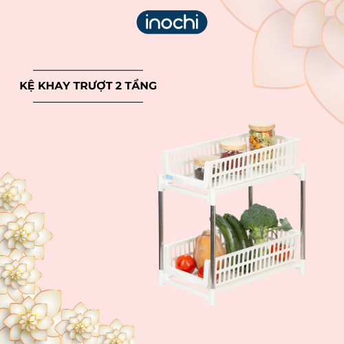 Kệ Trượt Totyo Inochi Đựng Gia Vị, kệ đựng mỹ phẩm, son, nhà tắm, kệ bếp, đa năng thông minh, 2 tầng có khay trượt