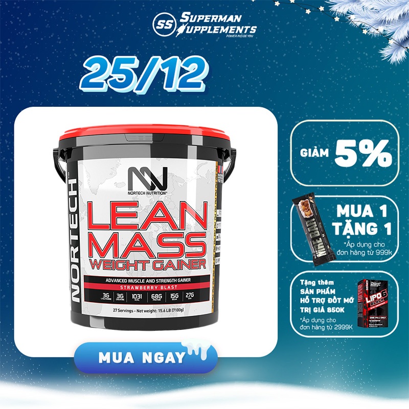 (Hộp lớn) Sữa tăng cân tăng cơ Lean Mass Weight Gainer nhiều hương vị bịch 4kg không gây mỡ - Đại lí BBT Tân Phú