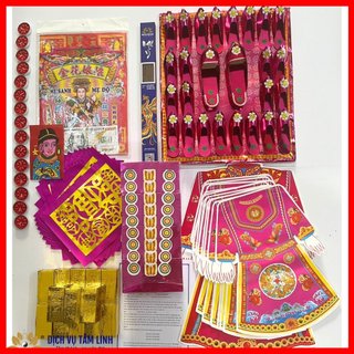 Bộ giấy cúng đầy tháng - thôi nôi - cúng căn tone hồng