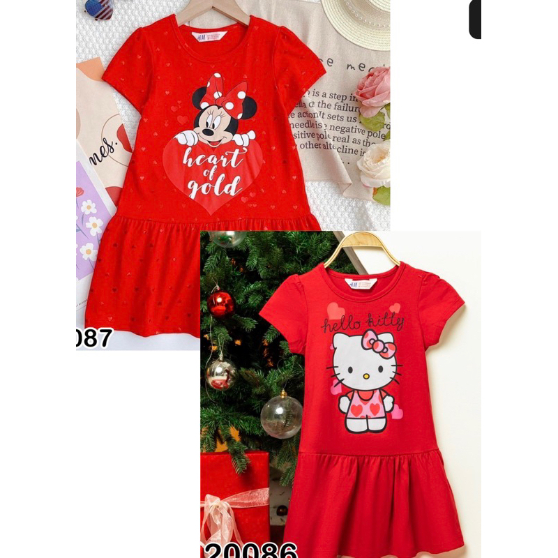 Đầm thun đỏ họa tiết Mickey form đuôi cá rộng rãi thoải mái | Bigbaby Q2