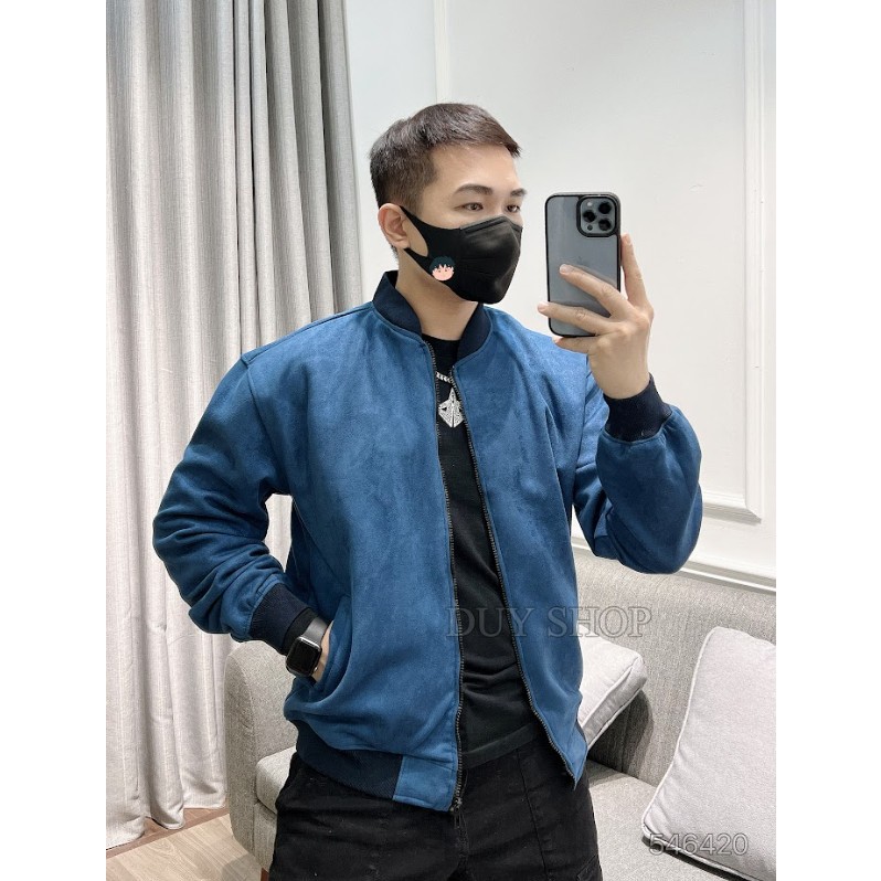 Áo khoác da lộn Bomber trẻ trung, chất liệu co dãn siêu bền 224 HIDO DUYSHOP Menswear