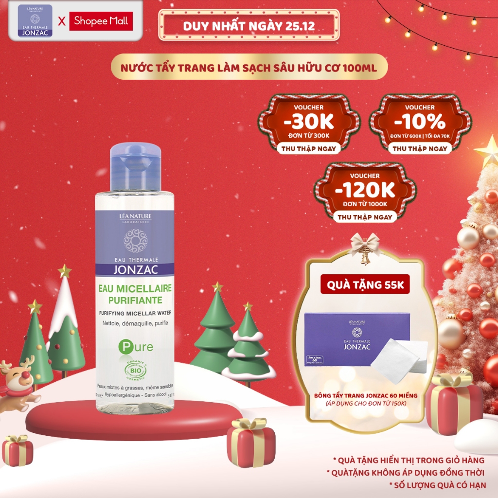 Nước Tẩy Trang Làm Sạch Sâu Hữu Cơ Eau Thermale Jonzac Pure Purifying Micellar Water 100ml