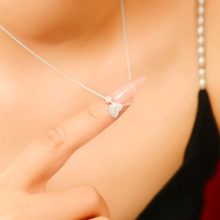 Kl2348 dây chuyền bạc nữ trái tim full tấm 1.5ly đính tim nhỏ by kylan silver
