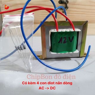  Biến áp nguồn 220v ra 12v 1a có tặng kèm 4 diot 