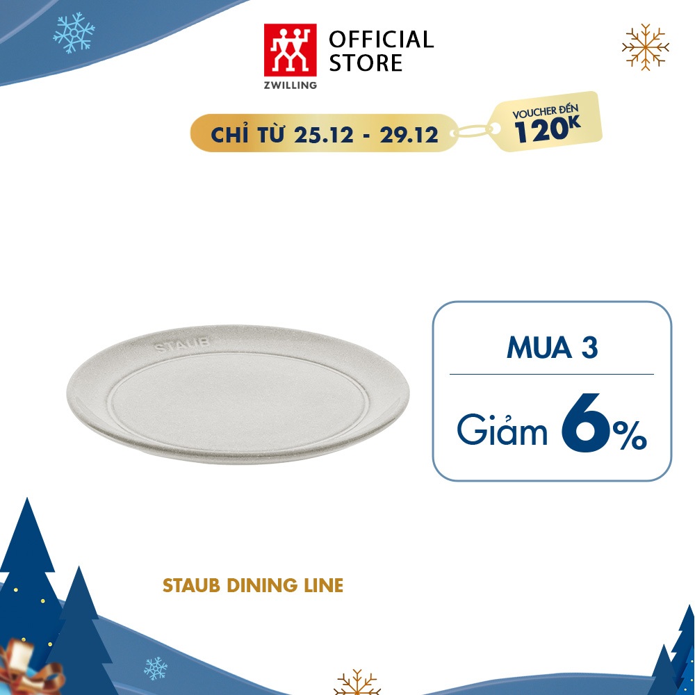 Đĩa sứ STAUB 15cm, màu white truffle
