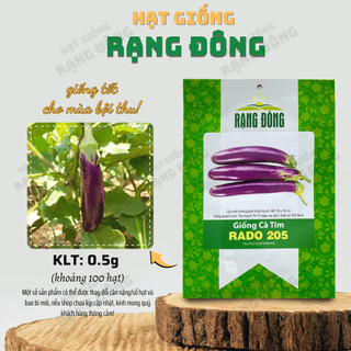 Hạt giống Cà Tím Rado 205 (0,5g~100 hạt) quả dài, chịu nhiệt tốt, sinh trưởng khỏe trồng quanh năm - Hạt giống Rạng Đông