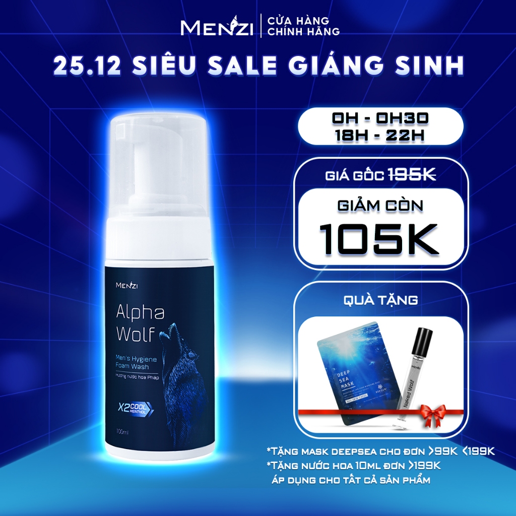 Bọt Vệ Sinh Nam Giới Menzi, Dung Dịch Vệ Sinh Giúp Ngừa Khuẩn, Giảm Ngứa & Mùi Hiệu Quả Suốt 24 Giờ 100ml/chai