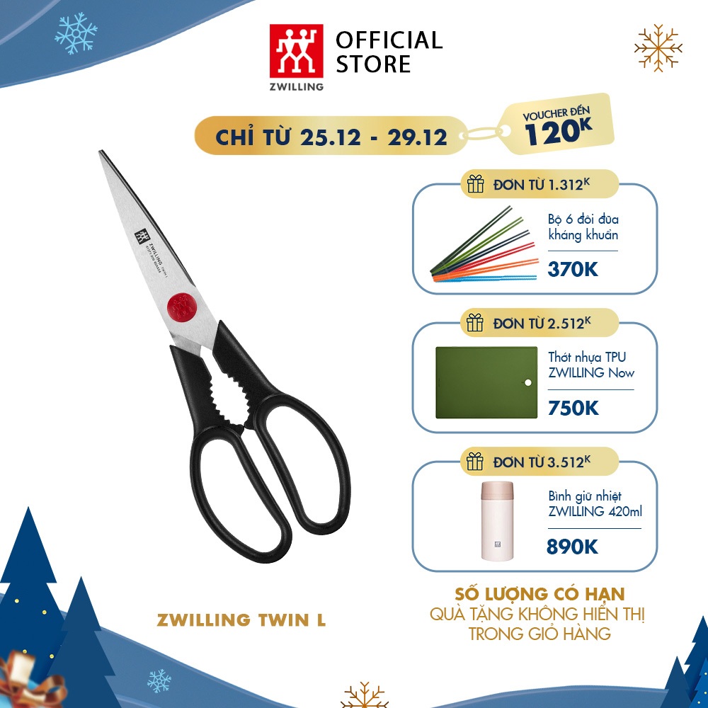 Kéo bếp có thể tháo rời ZWILLING TWIN L bằng thép không gỉ 20cm, màu đen