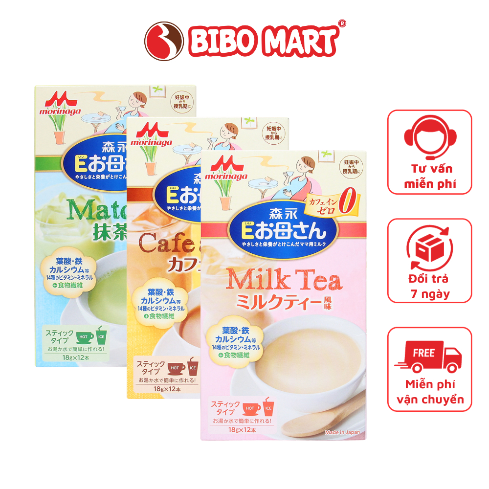 Sữa Bầu Morinaga Nhật Bản Sữa Bầu 3 Vị Trà Sữa Cafe Matcha Cung Cấp Dinh Dưỡng Cho Mẹ Bầu Hộp 216g - Bibo Mart