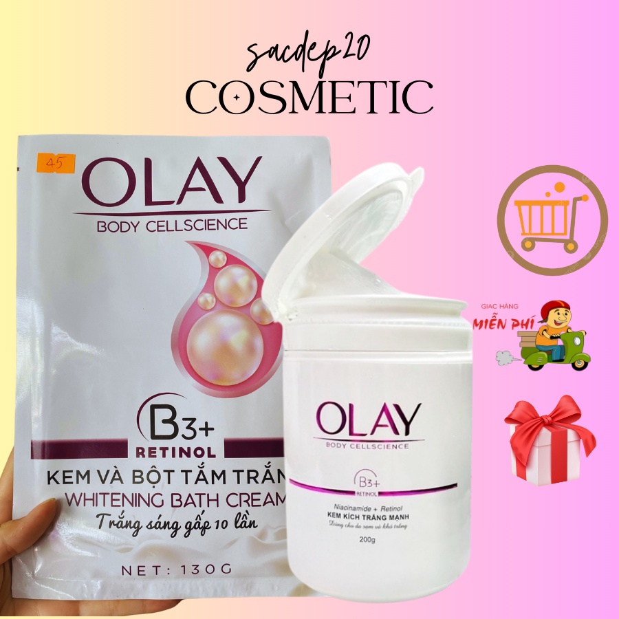 Combo dưỡng trắng da (Olay Kích trắng Olay +Tắm trắng Olay) Body Cellscience mẫu mới nhất nhé