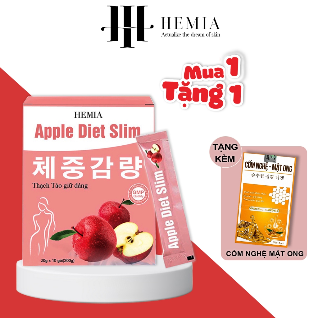 Thạch Táo Giảm Cân Hemia Chính Hãng Thạch Giảm Cân Cấp Tốc An Toàn Hộp 10 gói