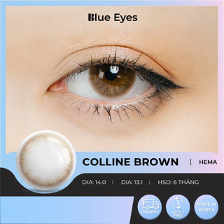Kính áp tròng Colline Brown Blue Eyes, dòng lens cận sử dụng sáu tháng, giãn tròng vừa, màu nâu tự nhiên COL-BR
