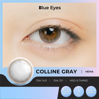 Kính áp tròng Colline Gray Blue Eyes, dòng lens cận sử dụng sáu tháng, giãn tròng vừa, màu xám tự nhiên COL-GR