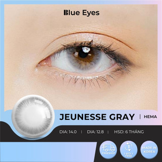 Kính áp tròng Jeunesse Gray Blue Eyes, dòng lens cận sử dụng sáu tháng, giãn tròng to, màu xám bạc JEU-GR