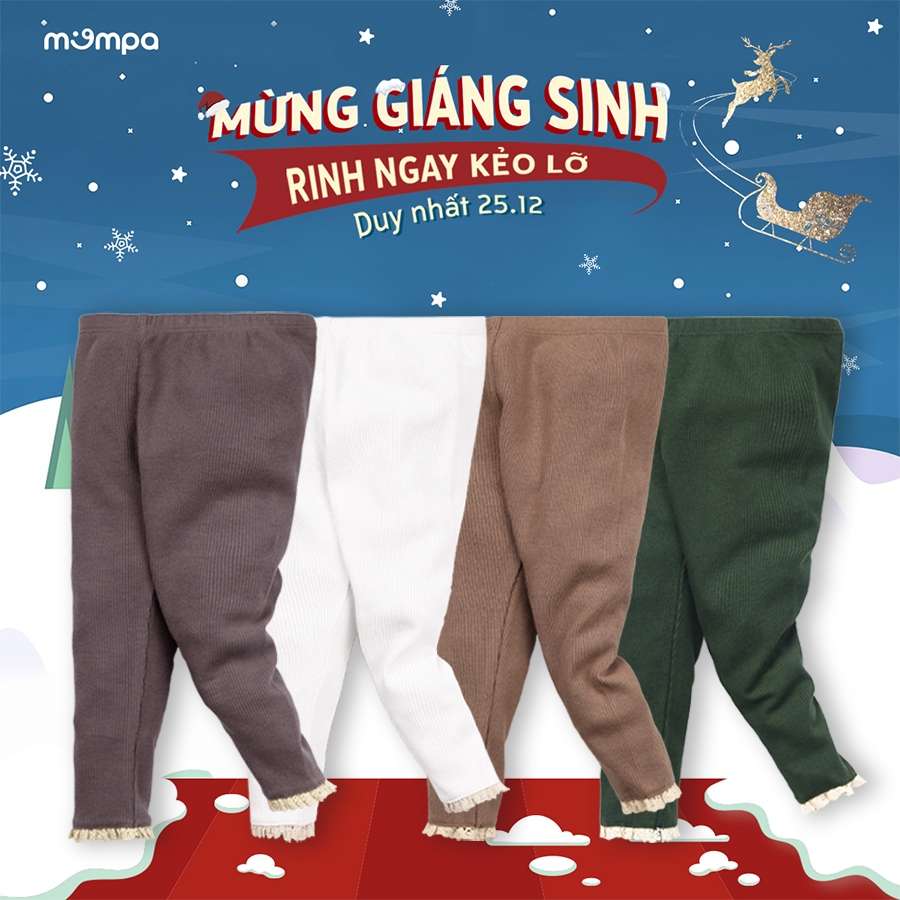 Set 2 quần legging bé gái vải tăm Mompa cho bé gái từ 6 đến 36 tháng MP 816