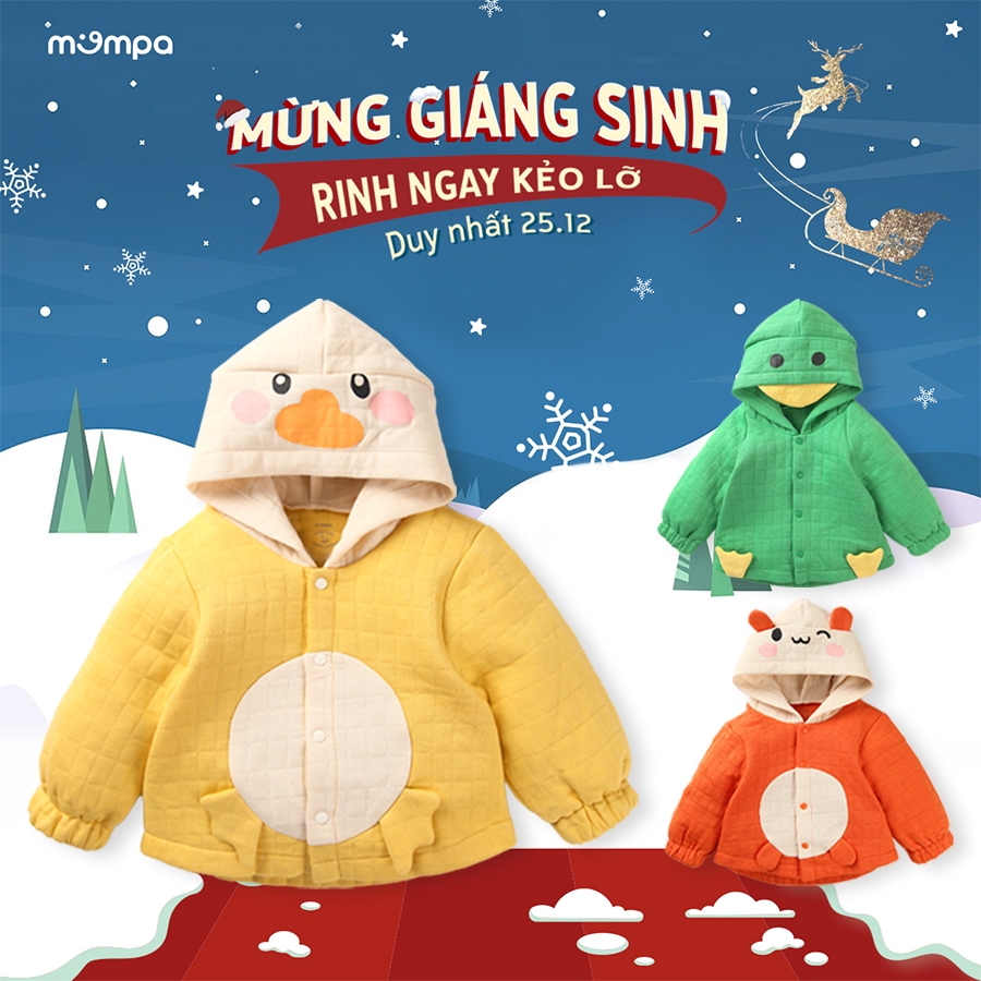 Áo khoác trần bông cho bé Mompa 6 tháng đến 3 tuổi vải cotton ceiling cúc giữa ấm áp mềm mại MP 837