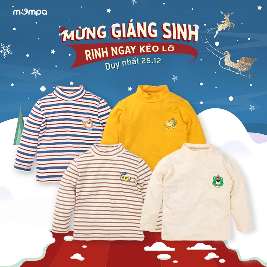 Set 2 áo giữ nhiệt cho bé Mompa 6 tháng đến 4 tuổi vải modal mềm mại thoáng khí MP 341