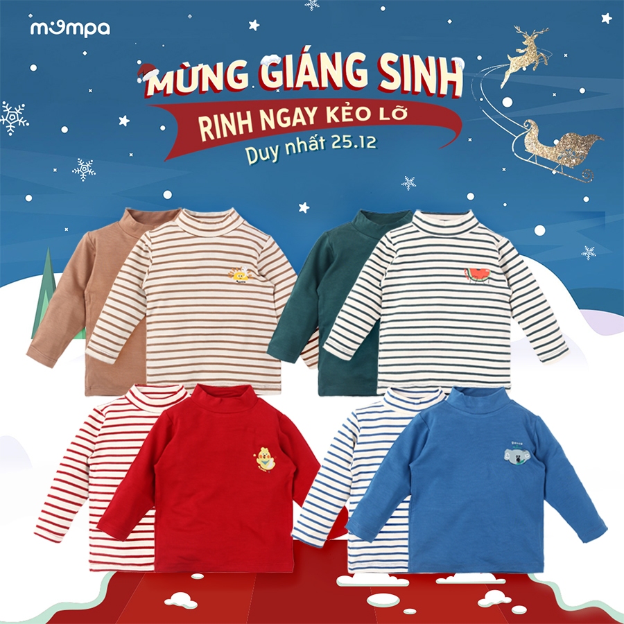 Set 2 áo giữ nhiệt cho bé Mompa 6 tháng đến 4 tuổi vải modal mềm mại thấm hút thoáng khí 338