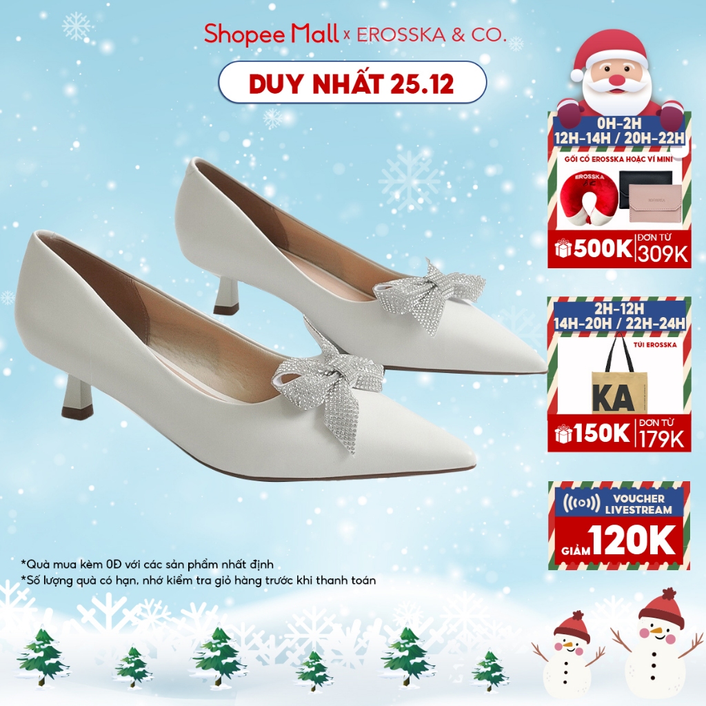Carl & Ane - Giày cao gót mũi nhọn đính đá sang trọng dự tiệc cao 4cm màu trắng - WD007