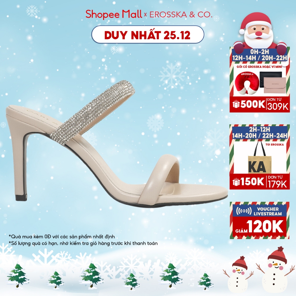 Carl & Ane - Cao gót Blaite Crytal  Mules quai ngang đính đá gót nhọn cao 9cm - WD009