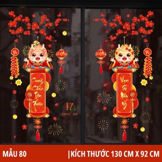 Decal chi tiết sẵn keo đón năm mới,Tranh Decal Trang Trí Noel 2024 PA80