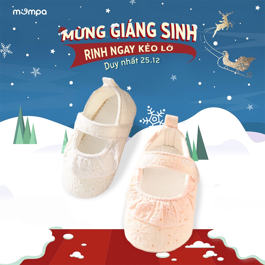 Giày búp bê cho bé gái Mompa 13 đến 22 tháng đế mềm tập đi vải mềm thoáng mát 702