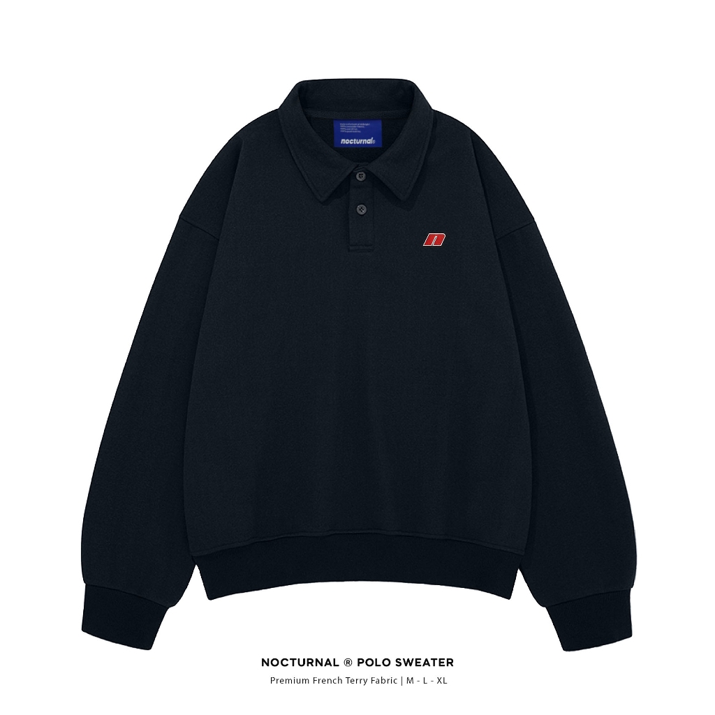 Áo Polo Sweater NOCTURNAL Nỉ Chân Cua Cotton 100% Unisex Nam Nữ Local Brand