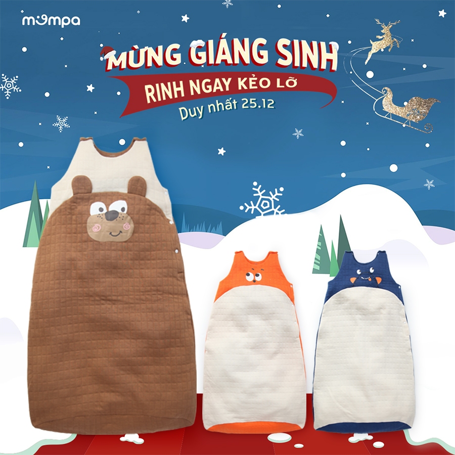 Túi ngủ cho bé Mompa 6 tháng đến 4 tuổi trần bông cotton ceiling mềm mại ấm áp giúp bé ngủ ngon MP 041