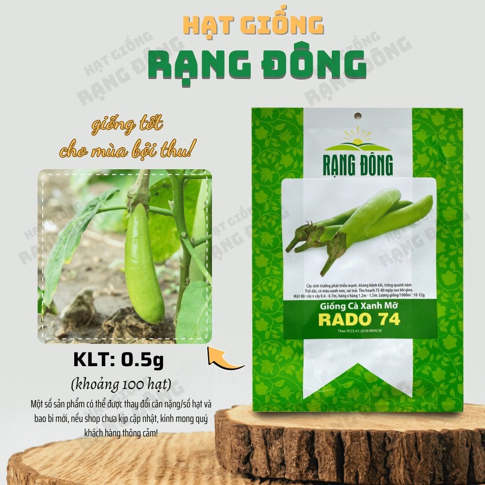 Hạt giống Cà Xanh Mỡ Rado 74 (0,5g~100 hạt) sai trái, ít sâu bệnh, trồng quanh năm, dễ chăm sóc - Hạt giống Rạng Đông