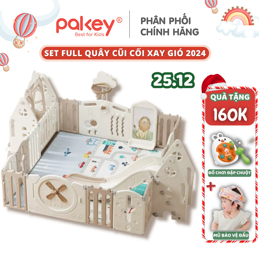 Quây Cũi Nhựa Full Set Phong Cách Châu Âu, Quây Cũi Gấp Gọn Pakey Cối Xay Gió 2023, Bảo Hành 1 Năm